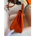 Hermes Kelly Retourne 32 Handmade Bag In Orange Clemence Leather