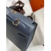 Hermes Kelly Sellier 32 Handmade Bag In Blue Indigo Epsom Calfskin