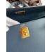 Hermes Kelly Sellier 32 Handmade Bag In Blue Indigo Epsom Calfskin