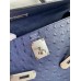 Hermes Kelly Sellier 32 Handmade Bag In Blue Iris Ostrich Leather