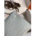 Hermes Kelly Mini II Sellier Handmade Bag In Blue Glacier Matte Alligator Leather