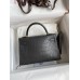 Hermes Kelly Mini II Sellier Handmade Bag In Graphite Matte Alligator Leather