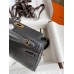 Hermes Kelly Mini II Sellier Handmade Bag In Graphite Matte Alligator Leather