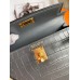 Hermes Kelly Mini II Sellier Handmade Bag In Graphite Matte Alligator Leather