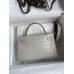 Hermes Kelly Mini II Sellier Handmade Bag In Grey Matte Alligator Leather