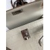 Hermes Kelly Mini II Sellier Handmade Bag In Grey Matte Alligator Leather