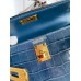 Hermes Kelly Mini II Sellier Handmade Bag In Colvert Shiny Alligator Leather