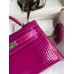 Hermes Kelly Mini II Sellier Handmade Bag In Rose Scheherazade Shiny Alligator Leather