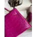 Hermes Kelly Mini II Sellier Handmade Bag In Rose Scheherazade Shiny Alligator Leather