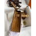 Hermes Kelly Mini II Sellier Handmade Bag In Ficelle Shiny Alligator Leather