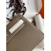 Hermes Kelly Mini II Sellier Bicolor Handmade Bag in Taupe and Craie Epsom Calfskin