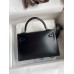 Hermes Kelly Mini II Sellier Handmade Bag In Black Box Calfskin