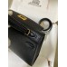 Hermes Kelly Mini II Sellier Handmade Bag In Black Chevre Mysore Leather