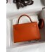 Hermes Kelly Mini II Sellier Handmade Bag In Orange Chevre Mysore Leather