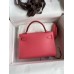Hermes Kelly Mini II Sellier Handmade Bag In Rose Lipstick Chevre Mysore Leather