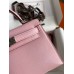 Hermes Kelly Mini II Sellier Handmade Bag In Rose Sakura Chevre Mysore Leather
