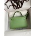 Hermes Kelly Mini II Sellier Handmade Bag In Vert Criquet Chevre Mysore Leather