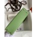 Hermes Kelly Mini II Sellier Handmade Bag In Vert Criquet Chevre Mysore Leather