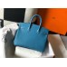 Hermes Birkin 25cm Bag In Blue Jean Clemence Leather GHW