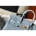 Hermes Birkin 25cm Bag In Blue Lin Clemence Leather GHW