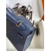 Hermes Kelly Mini II Sellier Handmade Bag In Blue Iris Ostrich Leather