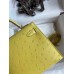 Hermes Kelly Mini II Sellier Handmade Bag In Lime Ostrich Leather