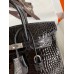 Hermes Birkin 25 Retourne Handmade Bag In Black Shiny Alligator Leather