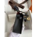 Hermes Kelly Mini II Sellier Tri-color Bag In Black/Blue Indigo/Red Calfskin