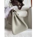 Hermes Birkin 25 Retourne Handmade Bag In Pearl Grey Clemence Leather