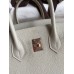 Hermes Birkin 25 Retourne Handmade Bag In Pearl Grey Clemence Leather