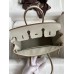 Hermes Birkin 25 Retourne Handmade Bag In Pearl Grey Clemence Leather