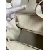 Hermes Birkin 25 Retourne Handmade Bag In Pearl Grey Clemence Leather