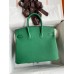Hermes Birkin 25 Retourne Handmade Bag In Vert Vertigo Clemence Leather