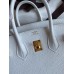 Hermes Birkin 25 Retourne Handmade Bag In White Clemence Leather