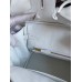 Hermes Birkin 25 Retourne Handmade Bag In White Clemence Leather