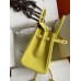 Hermes Birkin 25 Retourne Handmade Bag In Lime Epsom Calfskin