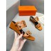 Hermes Figari 55mm Wedge Sandals In Brown Nappa Leather