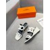 Hermes Figari 55mm Wedge Sandals In Ivory Nappa Leather