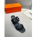 Hermes Figari 55mm Wedge Sandals In Black Nappa Leather