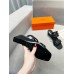 Hermes Figari 55mm Wedge Sandals In Black Nappa Leather