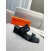 Hermes Figari 55mm Wedge Sandals In Black Nappa Leather