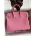 Hermes Birkin 25 Retourne Handmade Bag In Pink Clemence Leather
