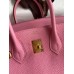 Hermes Birkin 25 Retourne Handmade Bag In Pink Clemence Leather