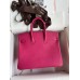 Hermes Birkin 25 Retourne Handmade Bag In Rose Tyrien Clemence Leather