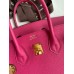 Hermes Birkin 25 Retourne Handmade Bag In Rose Tyrien Clemence Leather