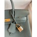 Hermes Birkin 25 Retourne Handmade Bag In Vert Amande Clemence Leather