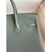 Hermes Birkin 25 Retourne Handmade Bag In Vert Amande Clemence Leather