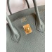 Hermes Birkin 25 Retourne Handmade Bag In Vert Amande Clemence Leather