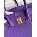 Hermes Birkin 25 Retourne Handmade Bag In Violet Clemence Leather