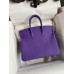 Hermes Birkin 25 Retourne Handmade Bag In Violet Clemence Leather